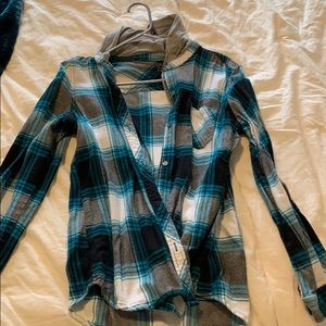 Blue/black/ white plaid shirt